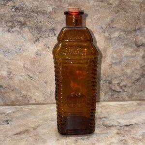 Vintage amber gold Berring's Phila. Apple Bitters sq glass bottle 7-1/2” Tall